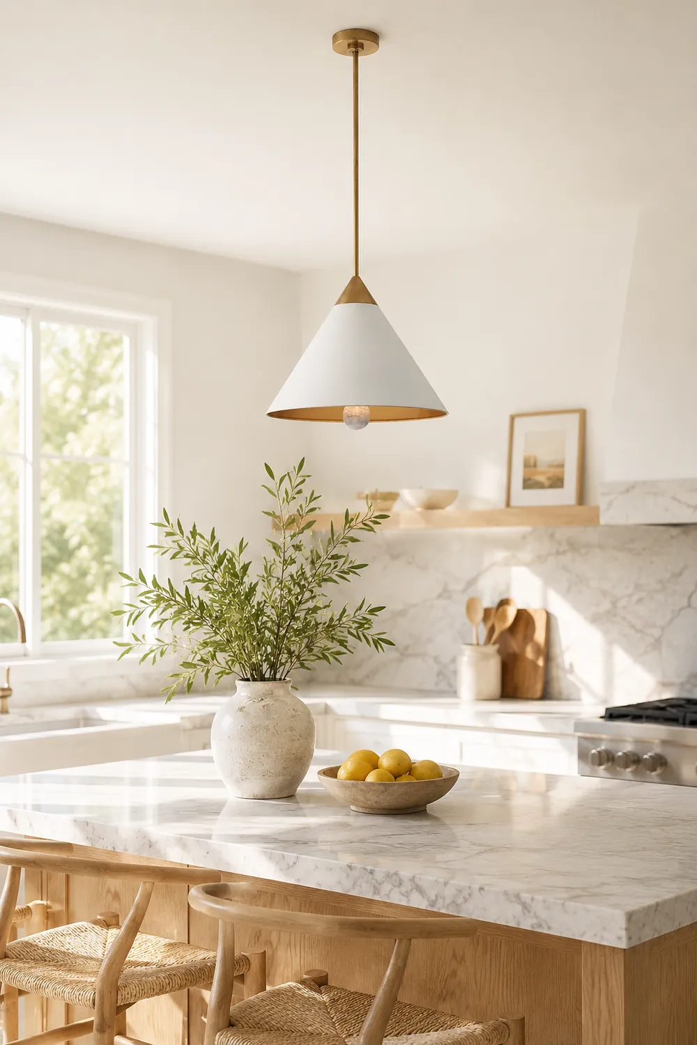 Minimalist Cone-Shaped Brass Pendant Lamp - Lumpaz