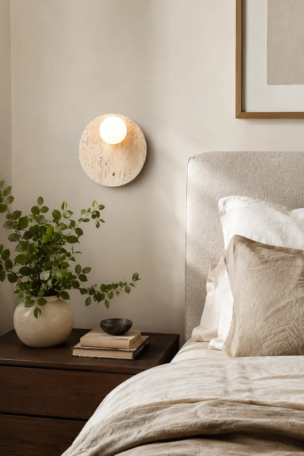 Japanese Oval Travertine Wall Light - Lumpaz