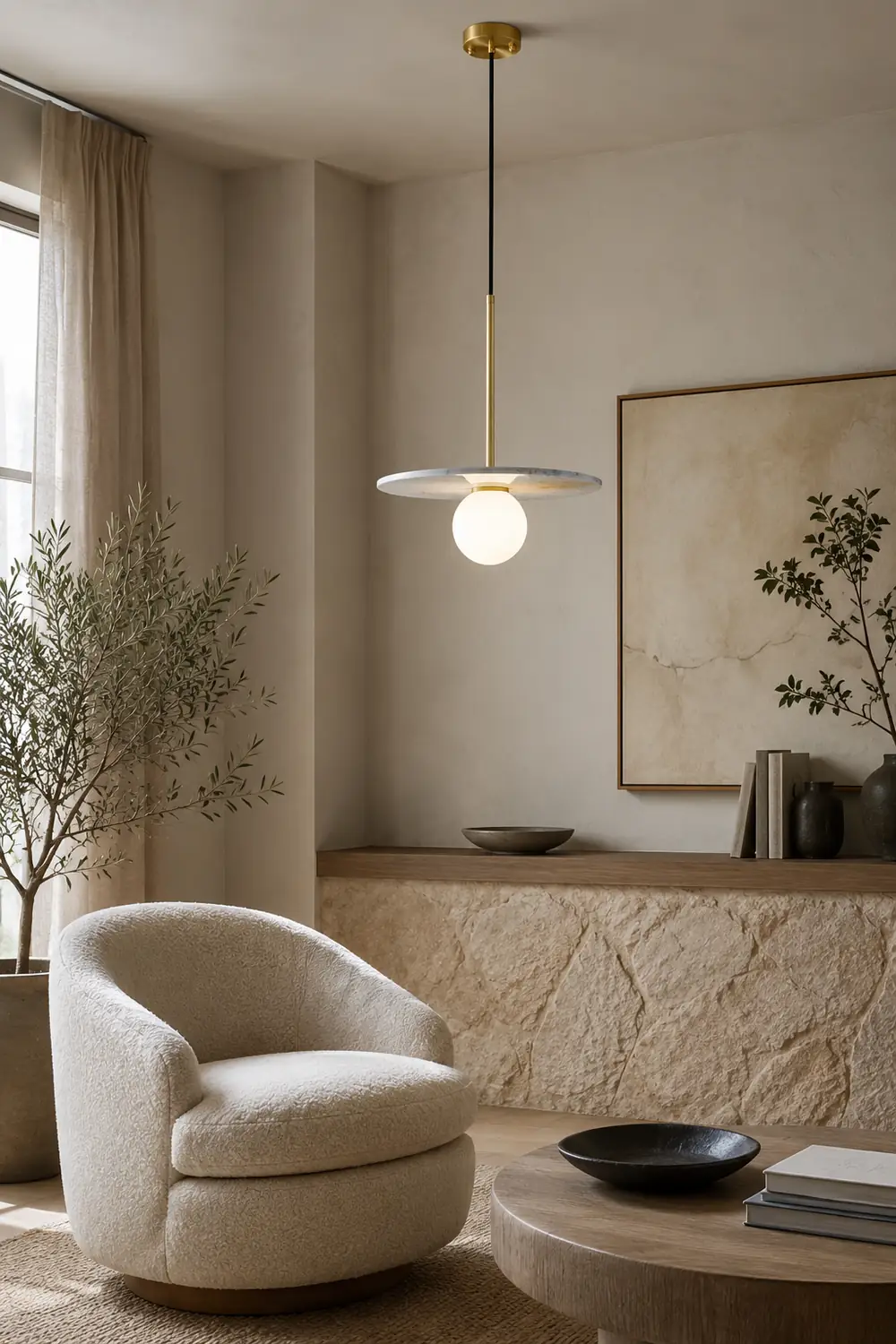 Copper marble round chandelier - Lumpaz