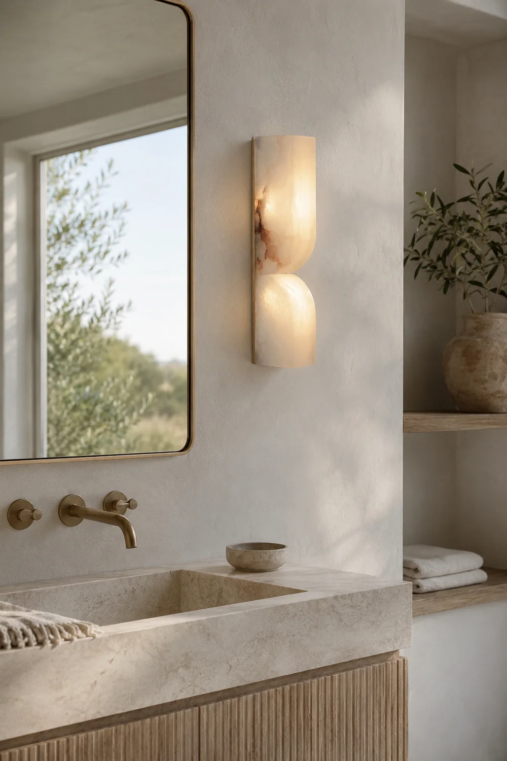 Double Curve Alabaster Wall Light - Lumpaz