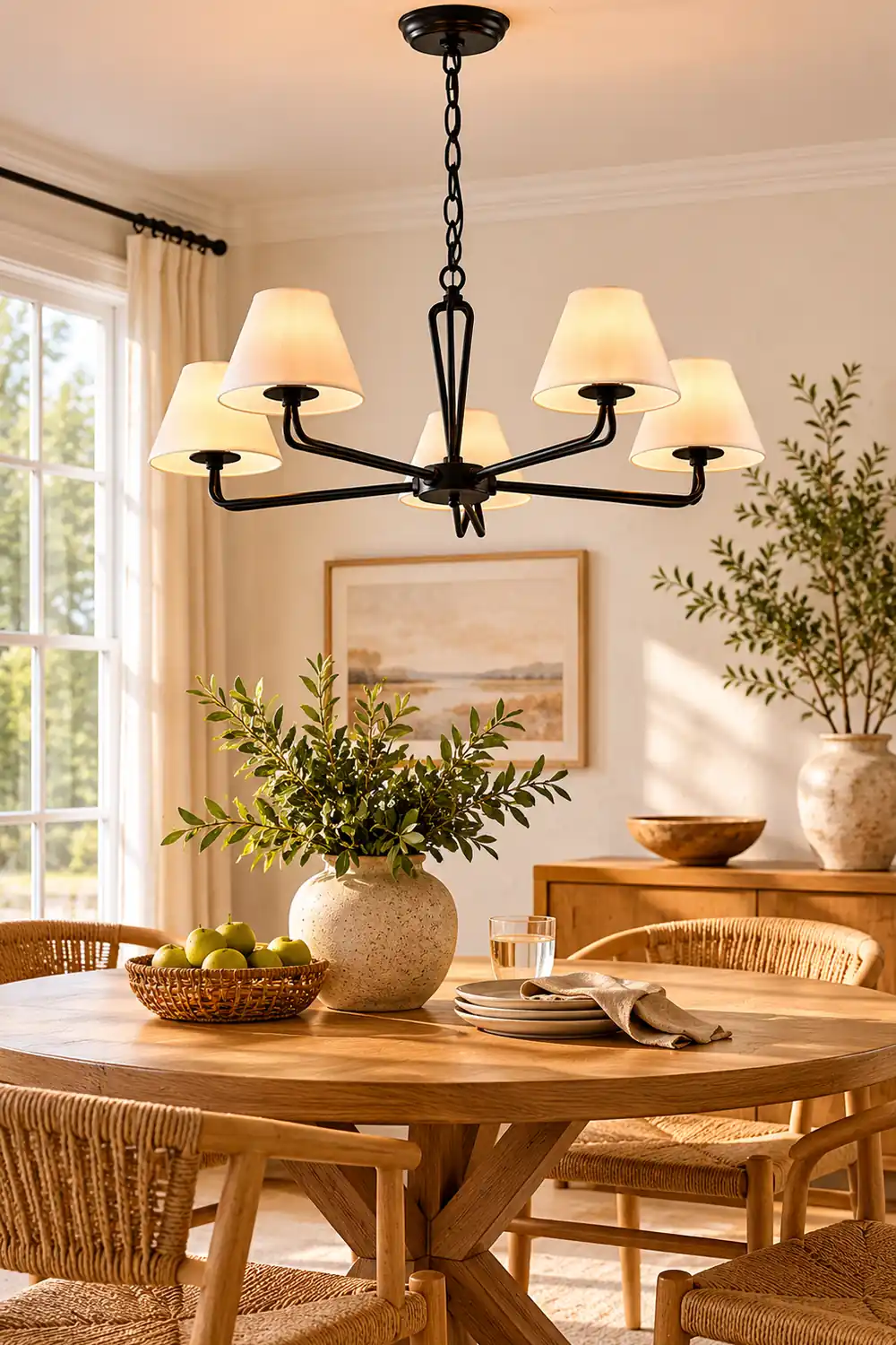 Iron Fabric Shade Chandelier - Lumpaz