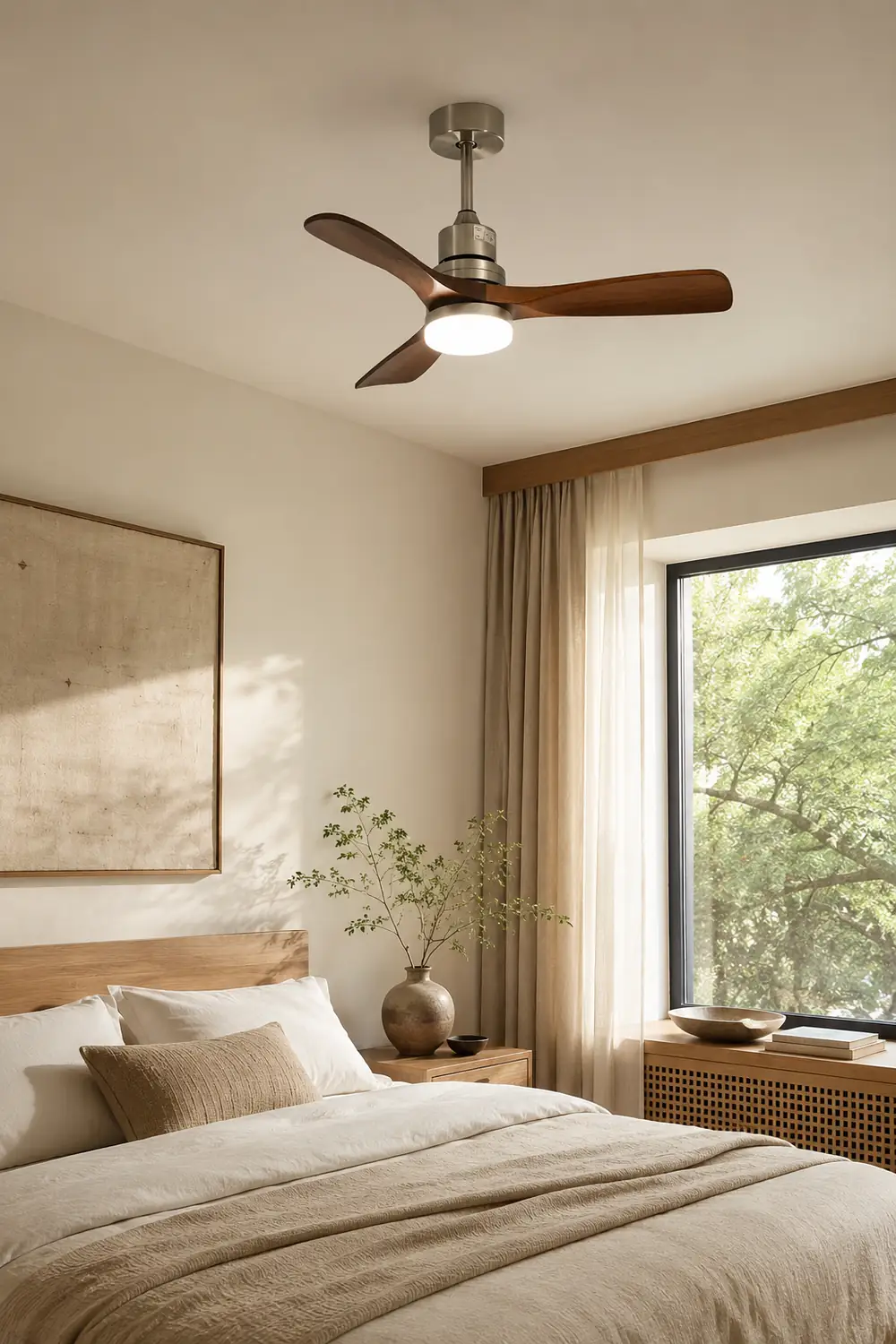 Solid Wood Three-Leaf Fan Lamp - Lumpaz