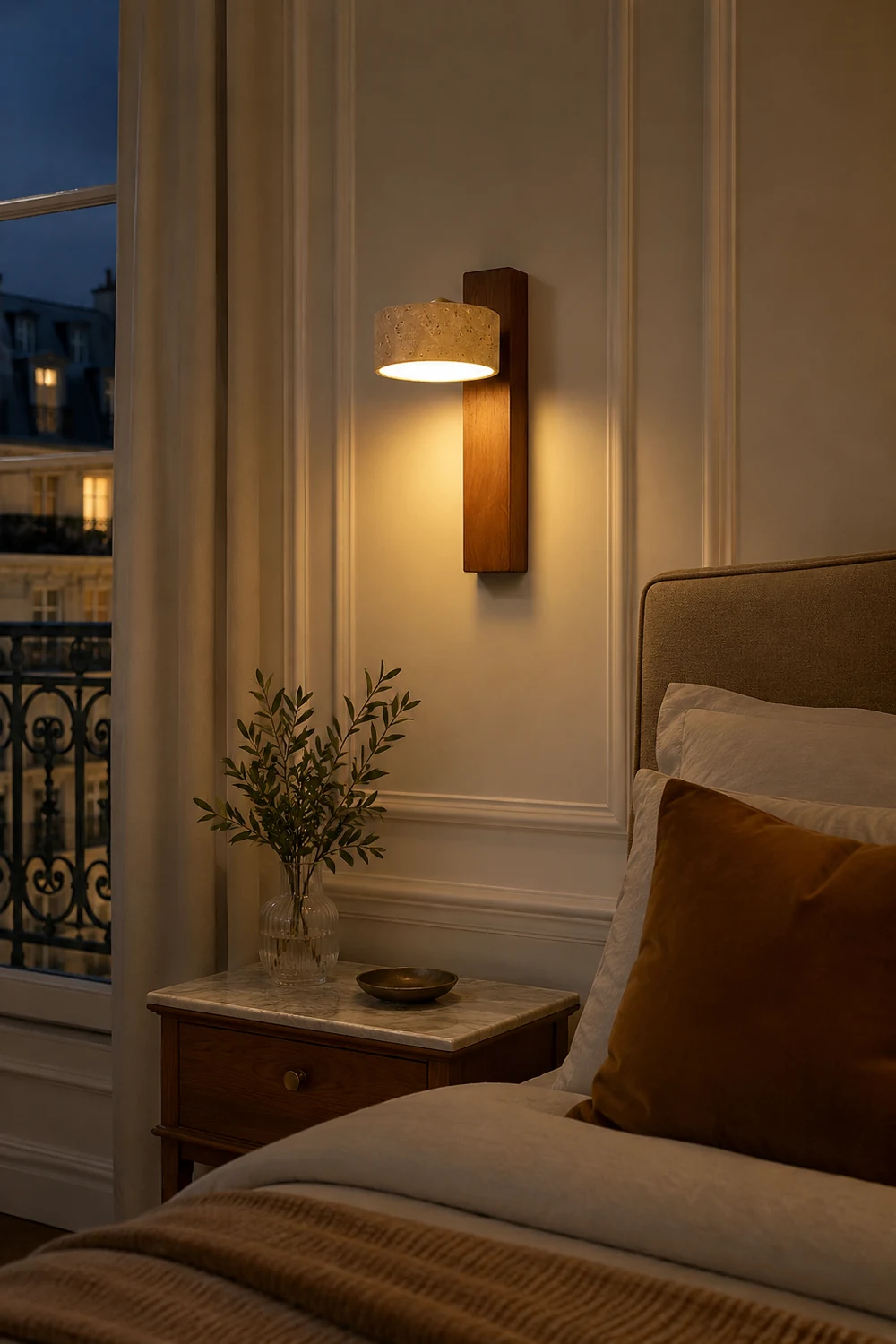 Minimalist Stone and Wood Wall Lamp - Lumpaz