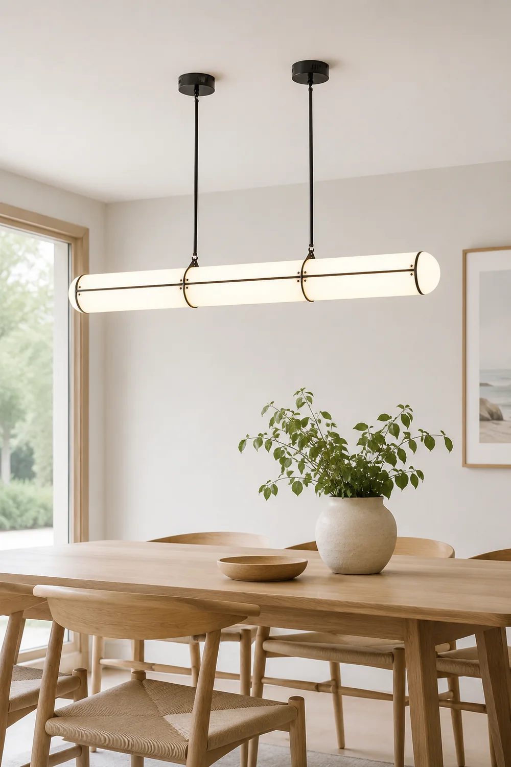 Cylindrical Double Hanging Line Straight Chandelier Dining Room - Lumpaz