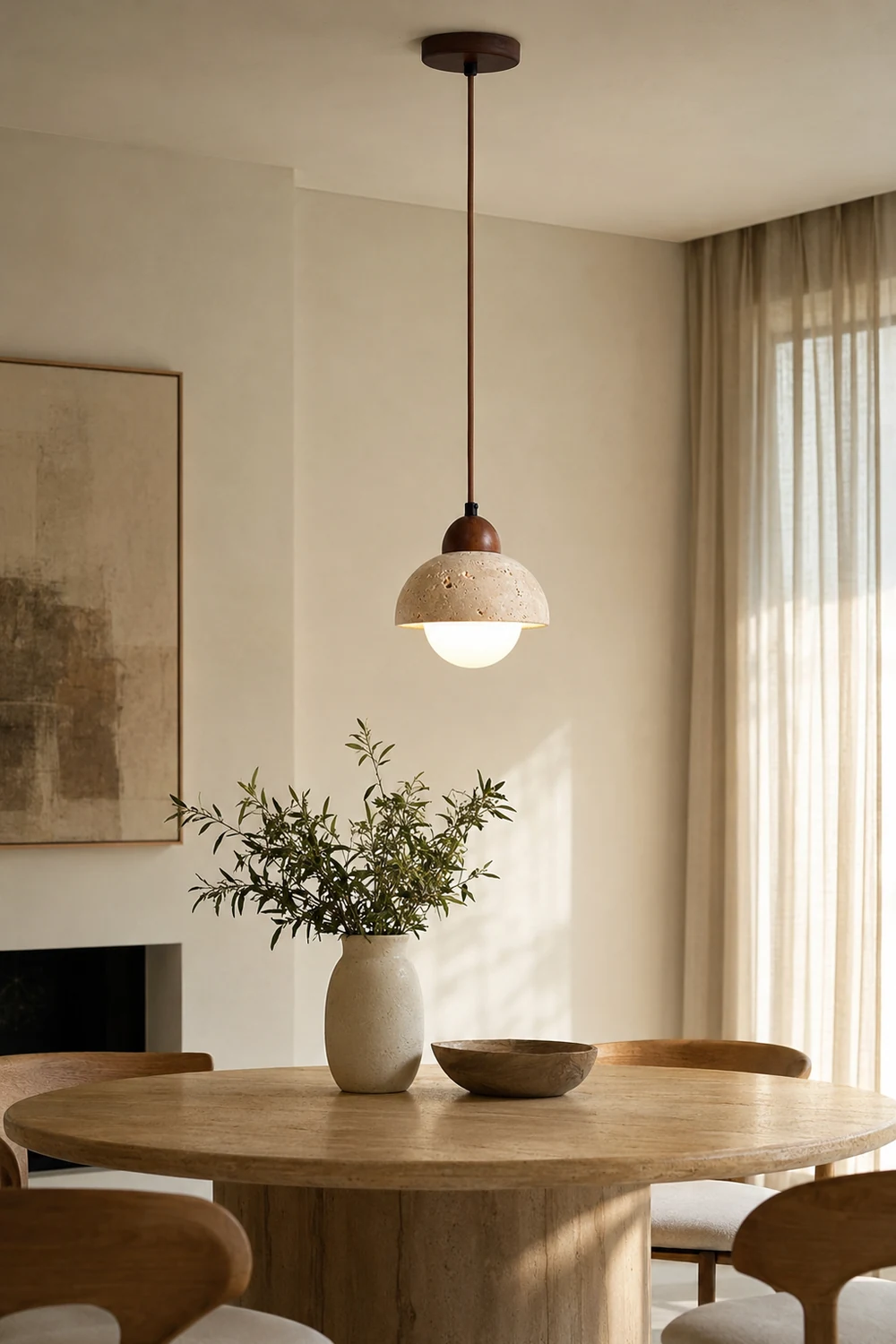 Wabi-Sabi Textured Stone Pendant Light - Lumpaz