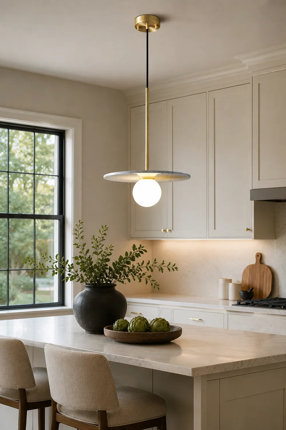 Copper marble round chandelier - Lumpaz