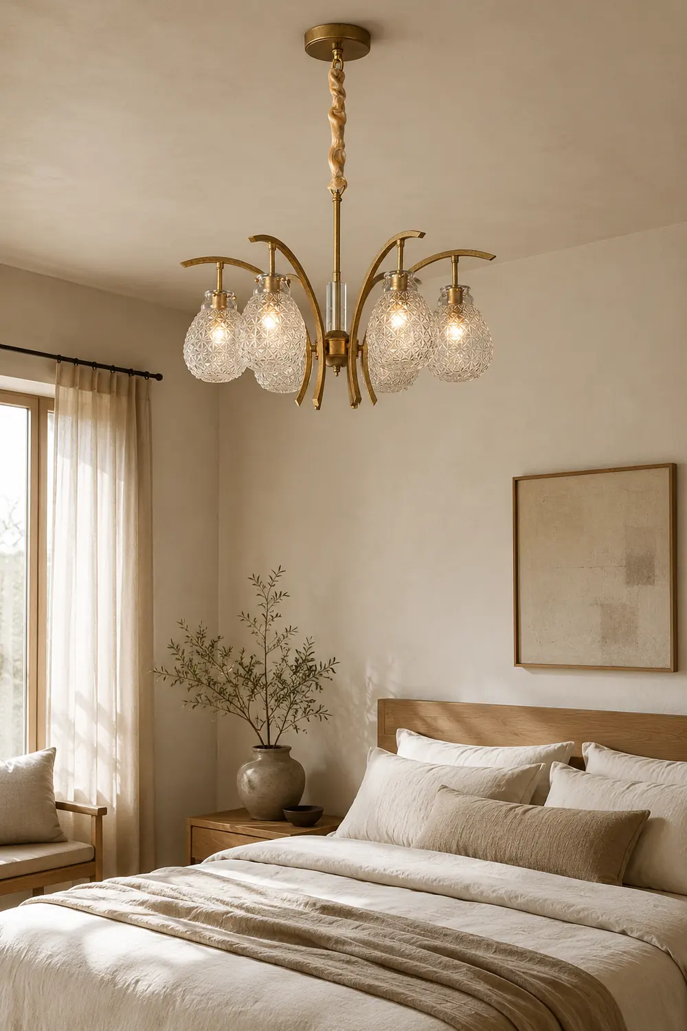 Golden floral glass chandelier - Lumpaz