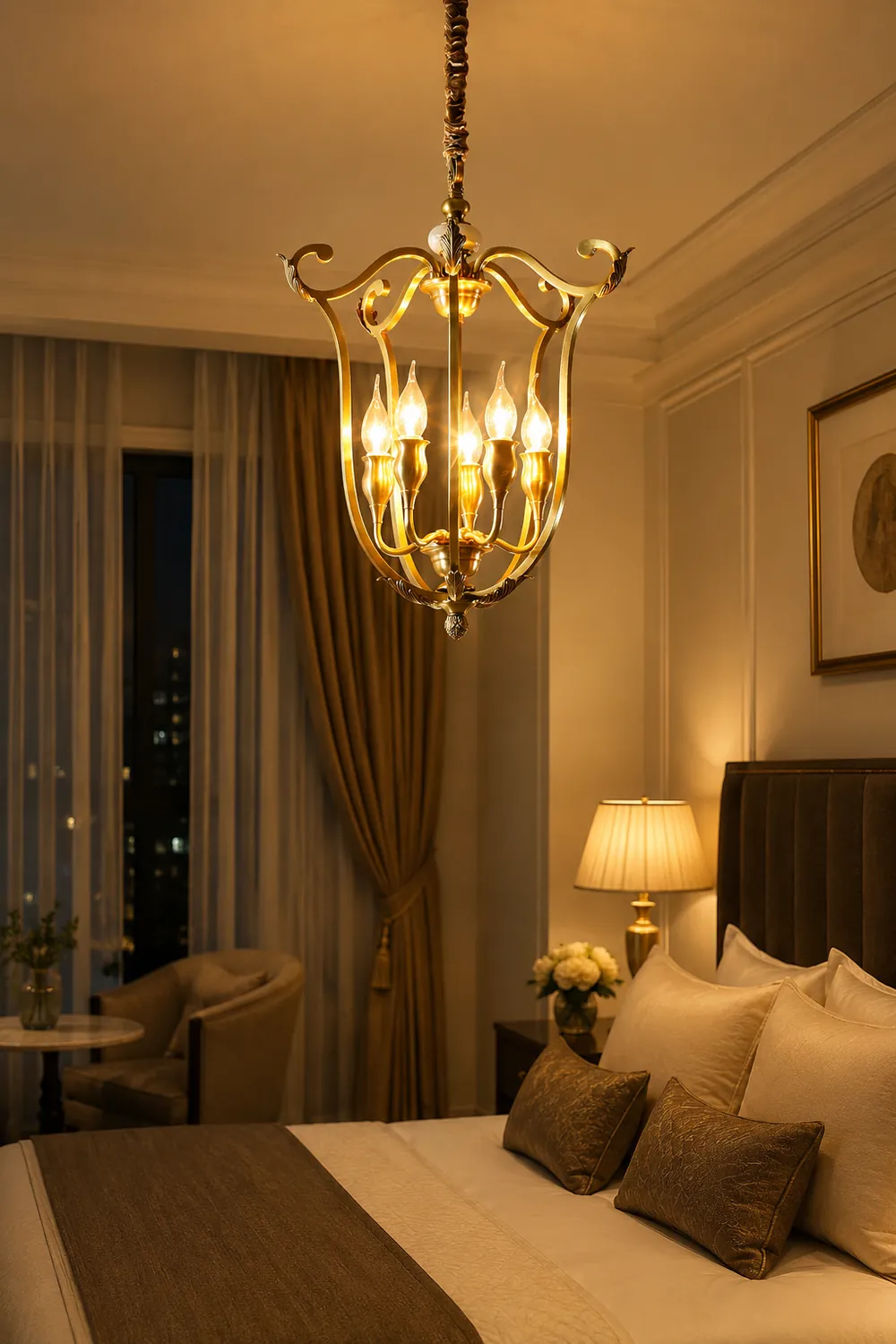 Classical carved candle chandelier - Lumpaz