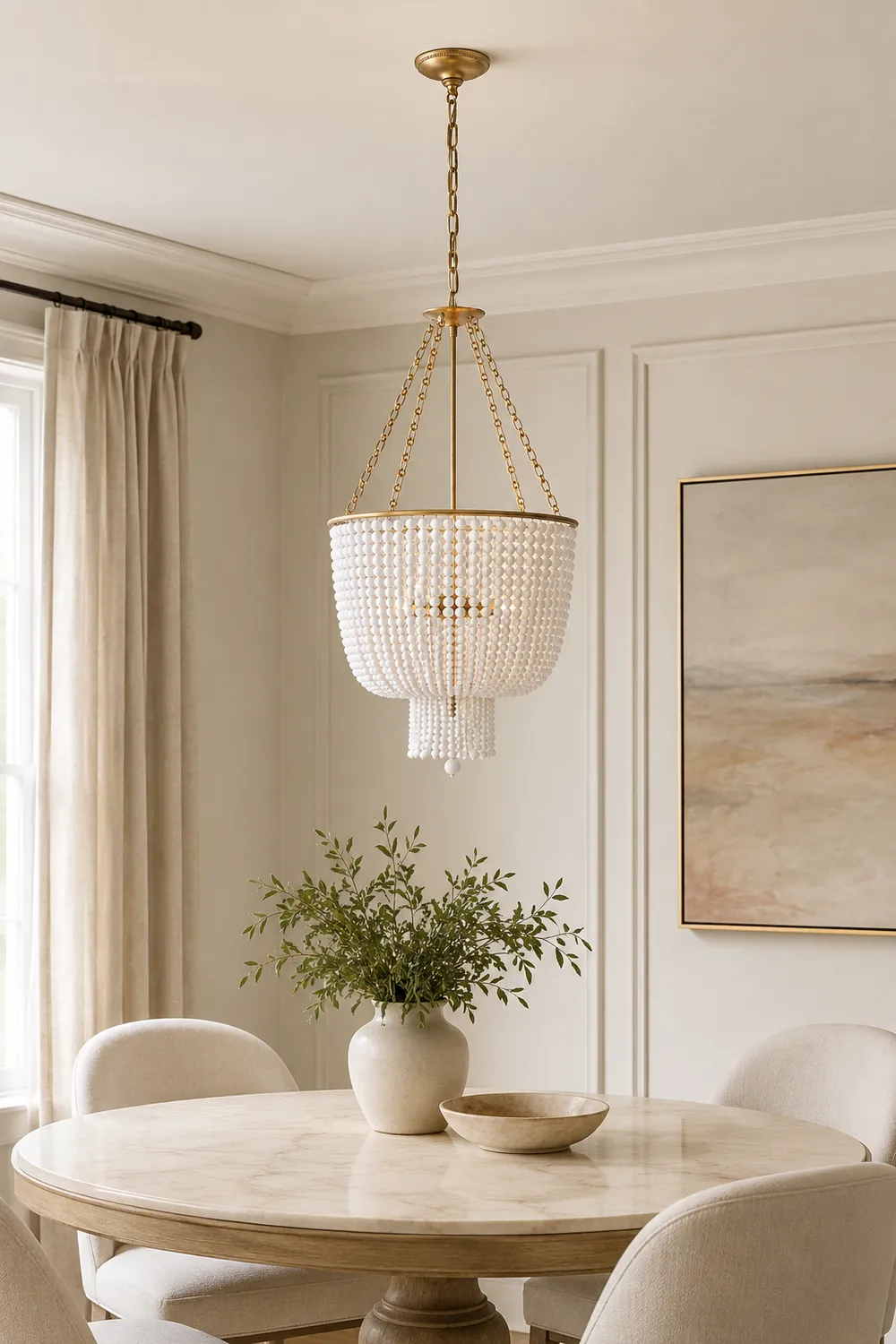 White Beaded Jacqueline Chandelier - Lumpaz
