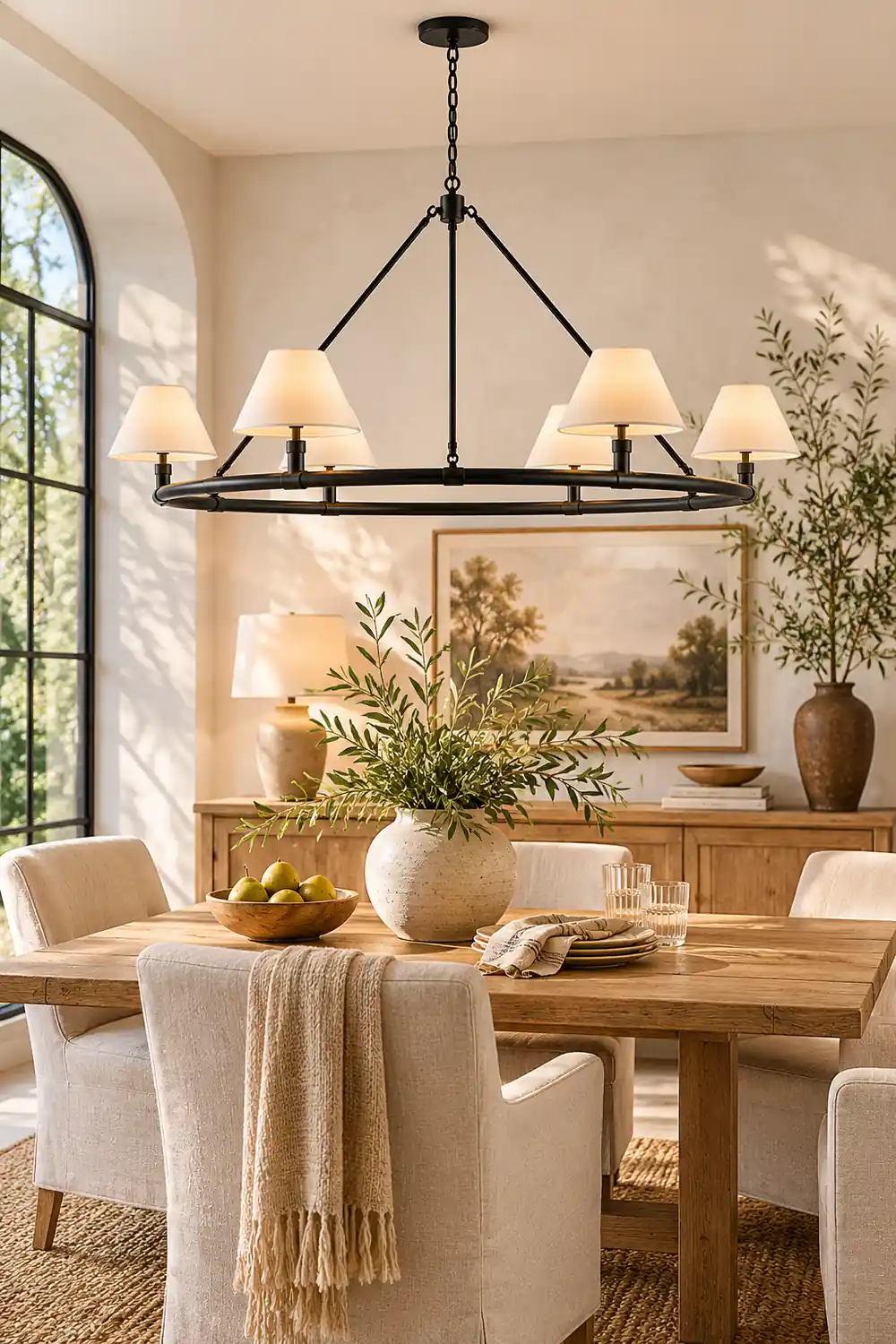 Black Metal Ring Chandelier with Cone Shades - Lumpaz