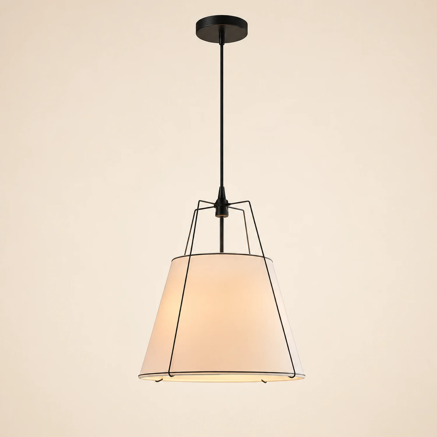 Renée Conical Gold and Fabric  Pendant Lamp - Lumpaz