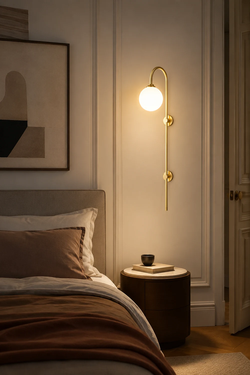 Brass Globe Arm Wall Sconce - Lumpaz