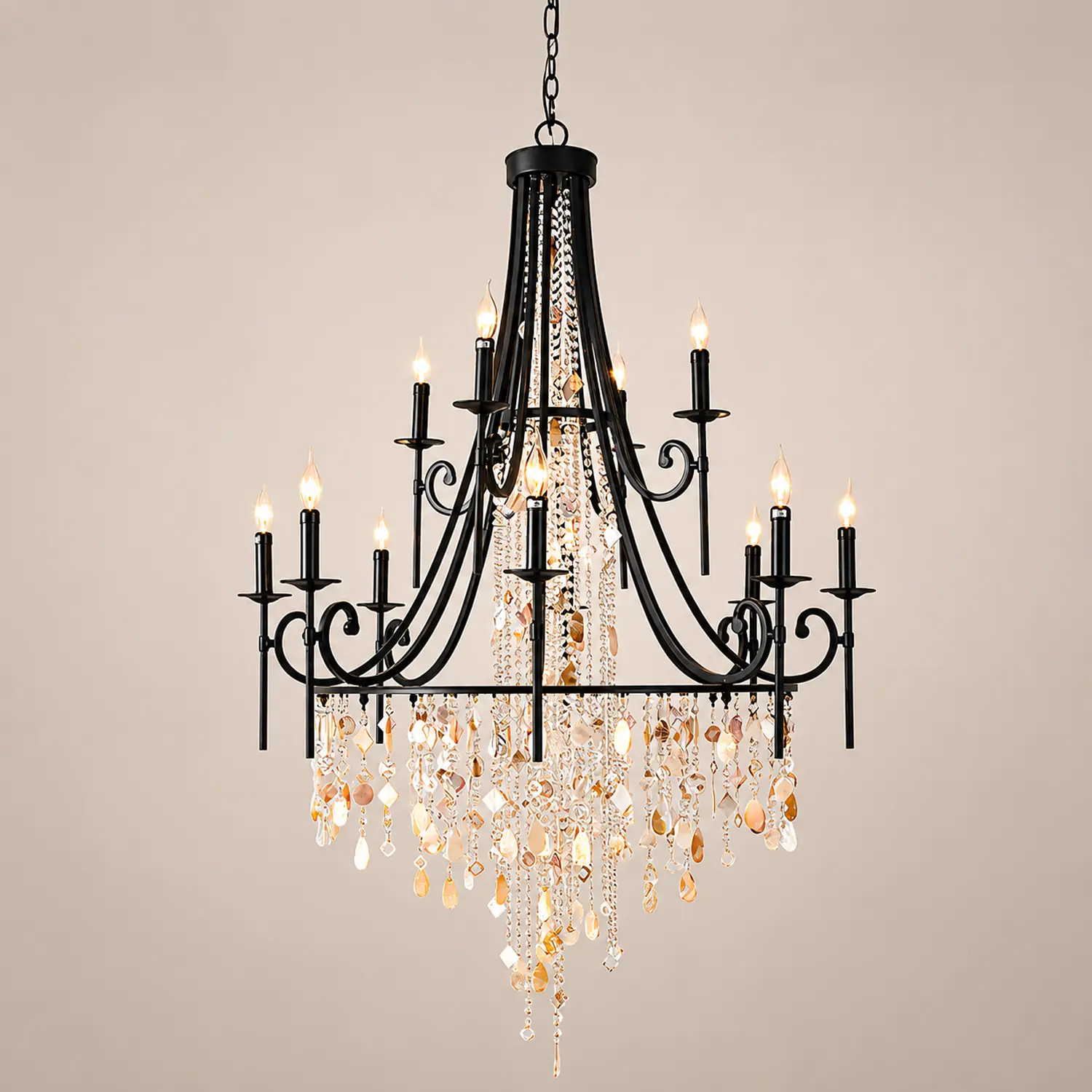 Tatum Lux American Shell Crystal Chandelier - Lumpaz