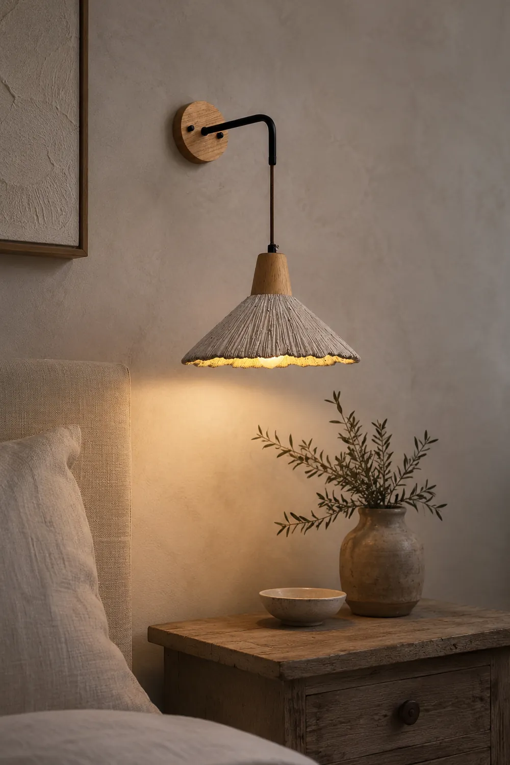 Vintage Textured Wood Wall Lamp - Lumpaz