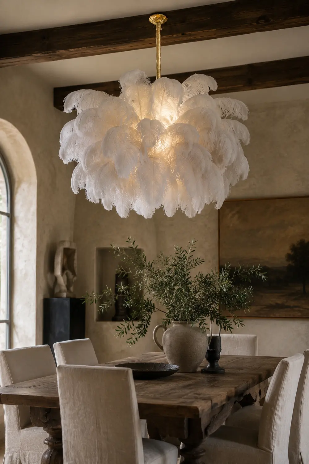 Colorful Ostrich Feather Chandelier - Lumpaz