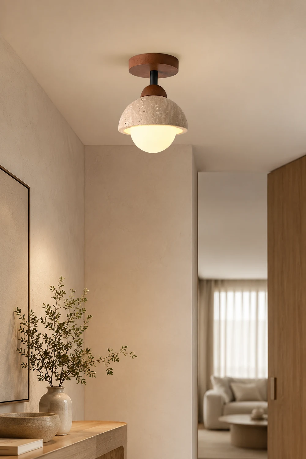 Travertine Flush Mount Ceiling Light - Lumpaz