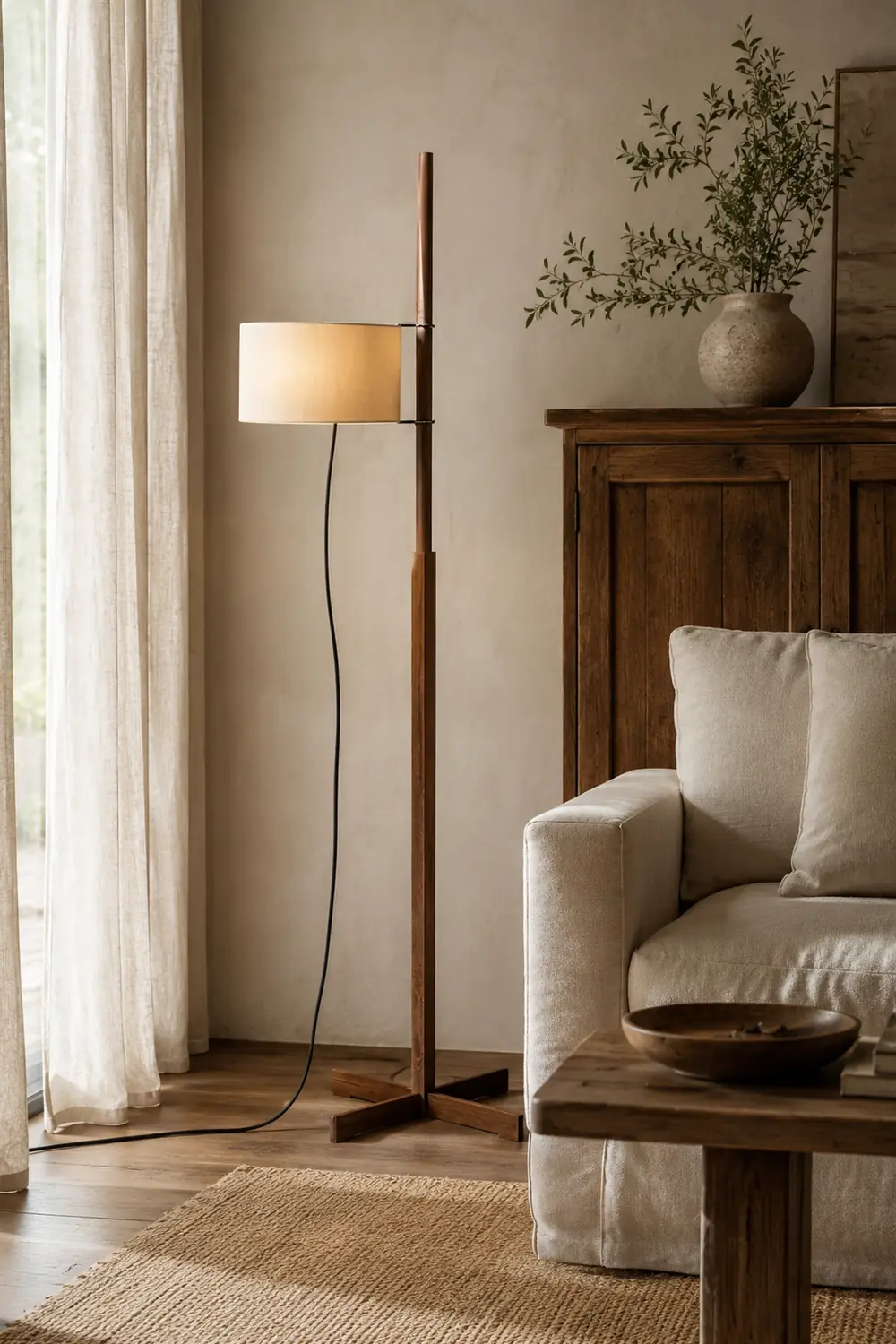 Minimalist Wooden Adjustable Floor Lamp - Lumpaz