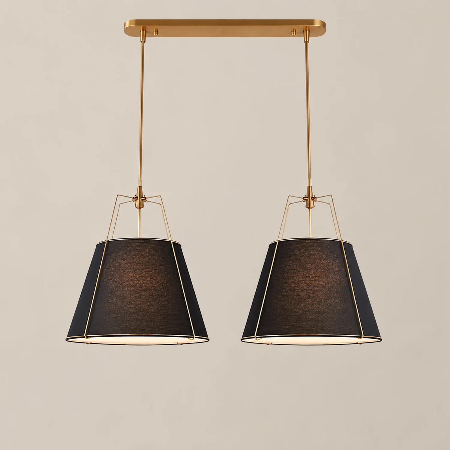 Renée Conical Gold and Fabric  Pendant Lamp - Lumpaz