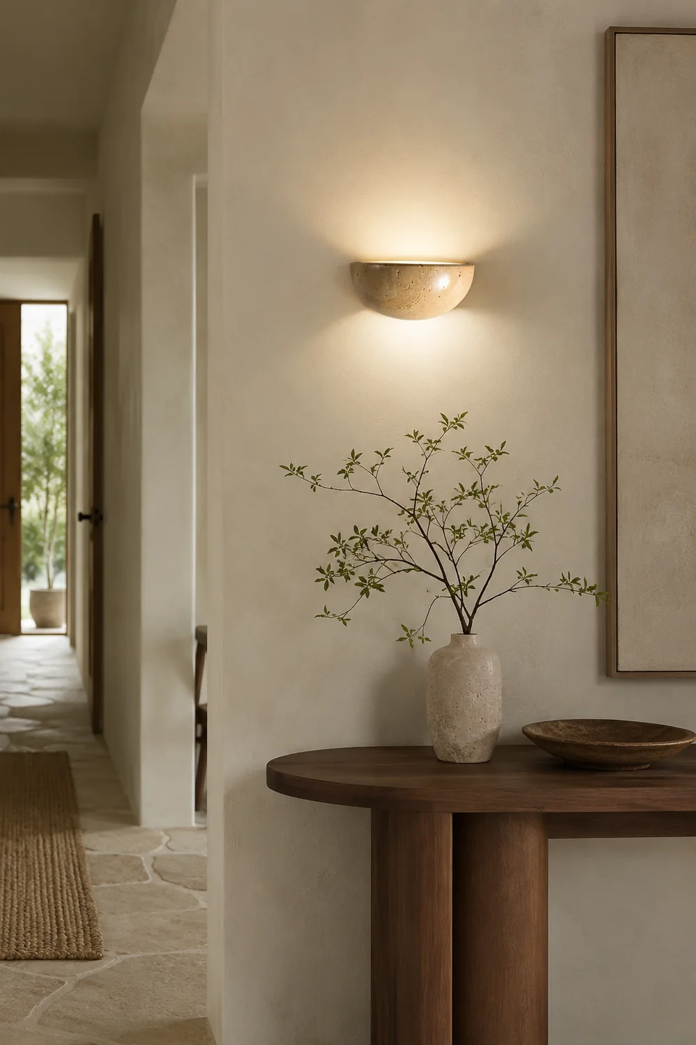 Mid-Century Semi-Circle Stone Wall Lamp - Lumpaz
