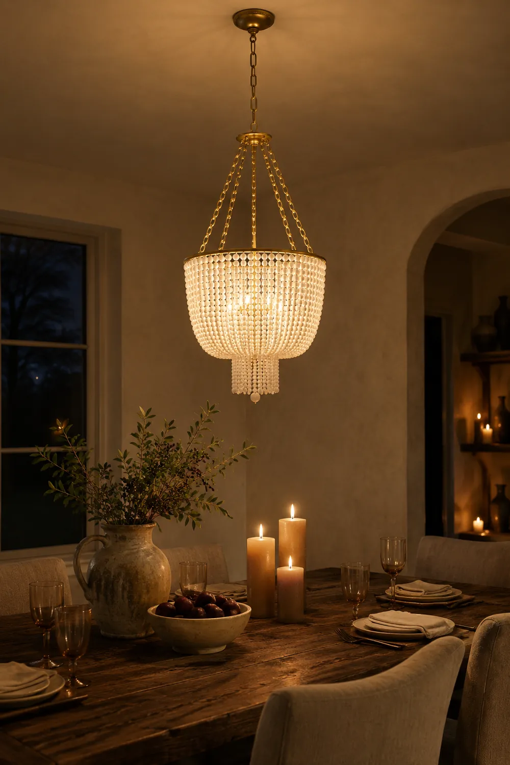 White Beaded Jacqueline Chandelier - Lumpaz