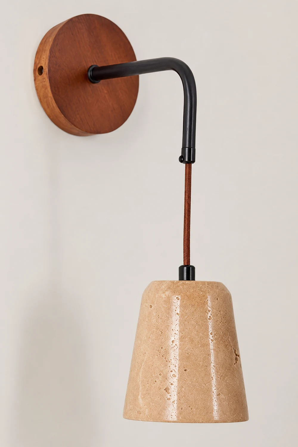 Yellow Travertine Disc Base Wall Lamp - Lumpaz