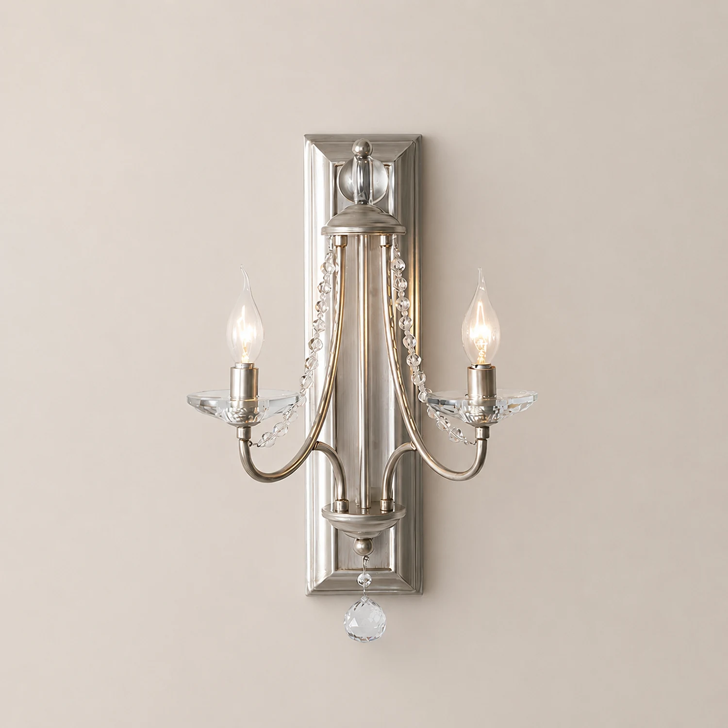 French Country Wood Backplate Wall Lamp - Lumpaz