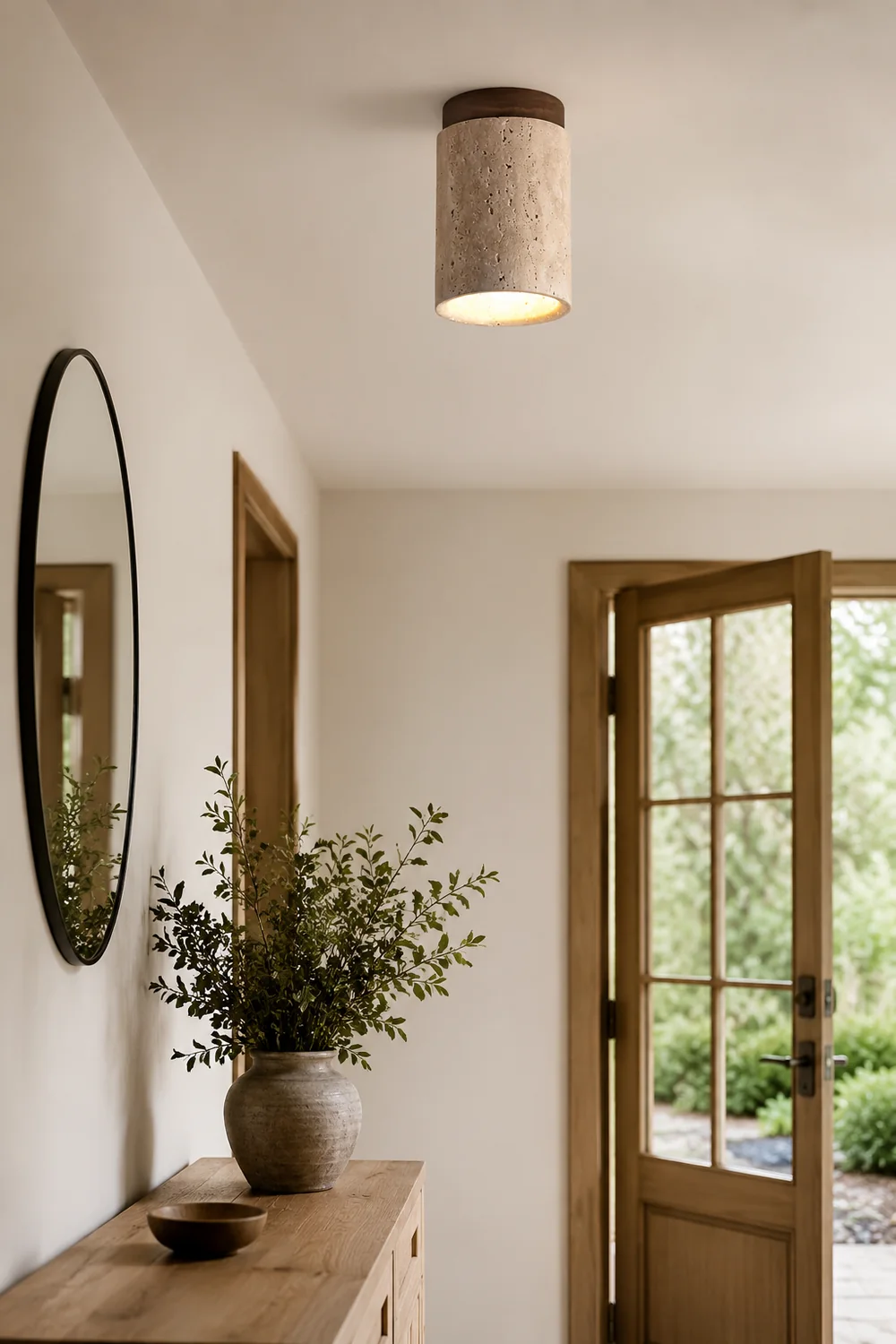 Wood and Stone Modern Flush Mount Light - Lumpaz
