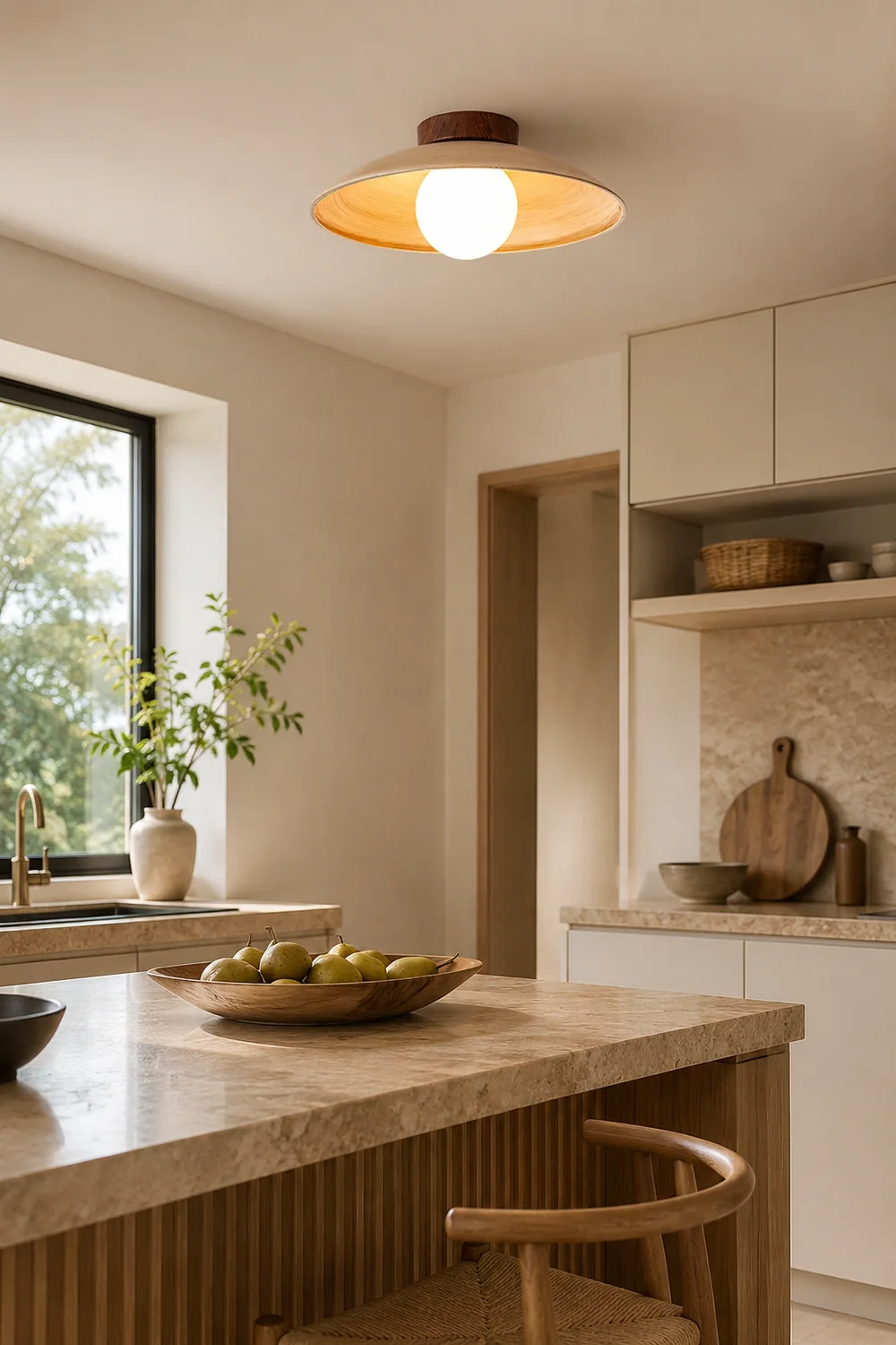 Vintage Wood Dome Ceiling Light - Lumpaz
