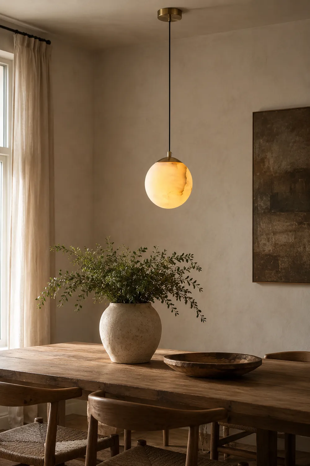 Amber Alabaster Globe Pendant Light - Lumpaz