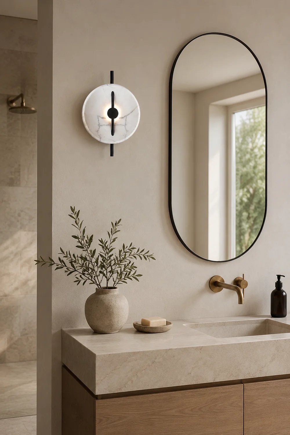 Contemporary Resin Round Marble Wall Light - Lumpaz