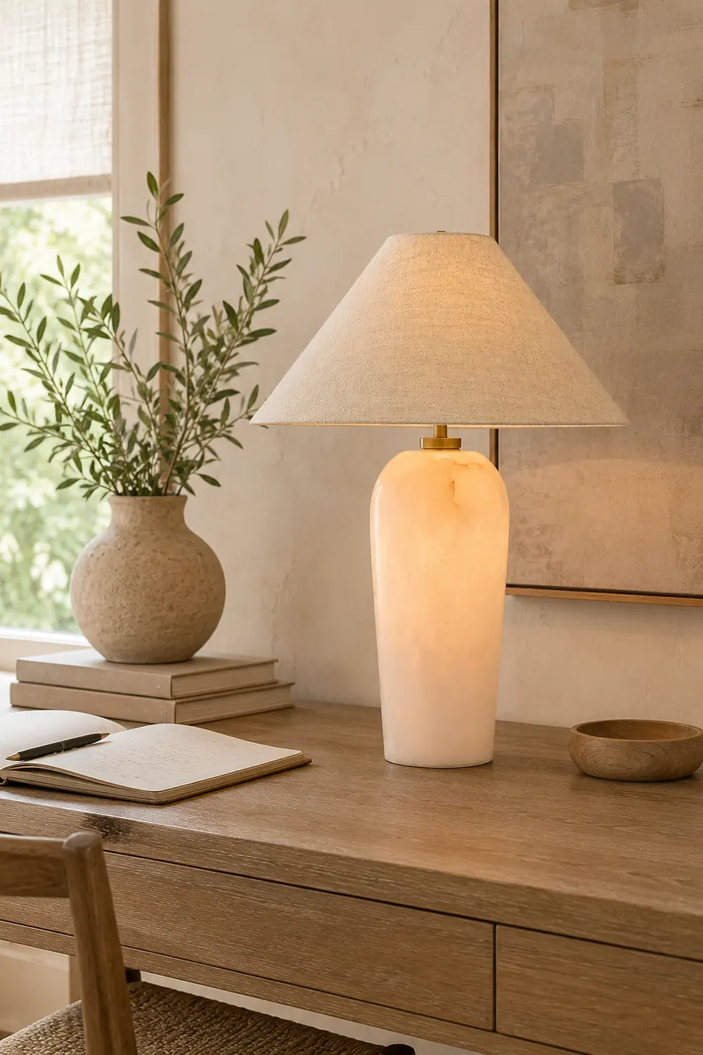 Carter Natural Stone Shade Table Lamp - Lumpaz