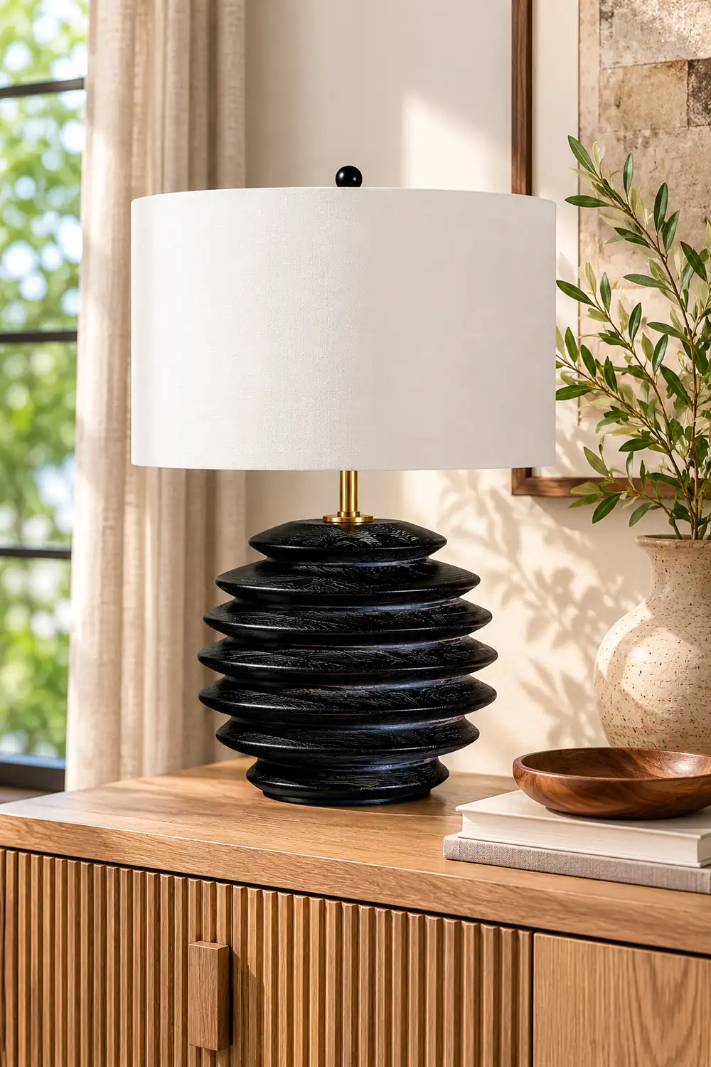 Modern Accordion Round Table Lamp - Lumpaz