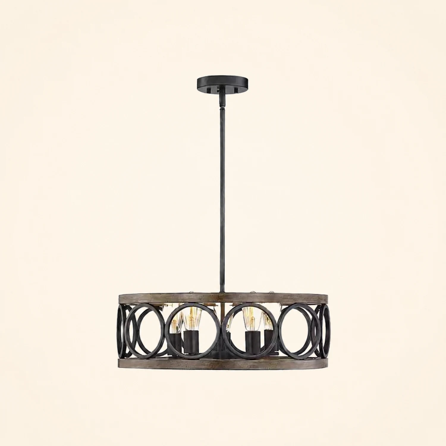 Franklin Bronze Vintage Wood Drum Chandelier - Lumpaz