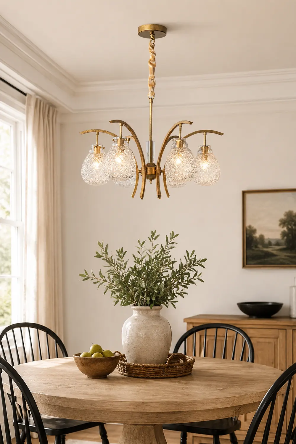 Golden floral glass chandelier - Lumpaz