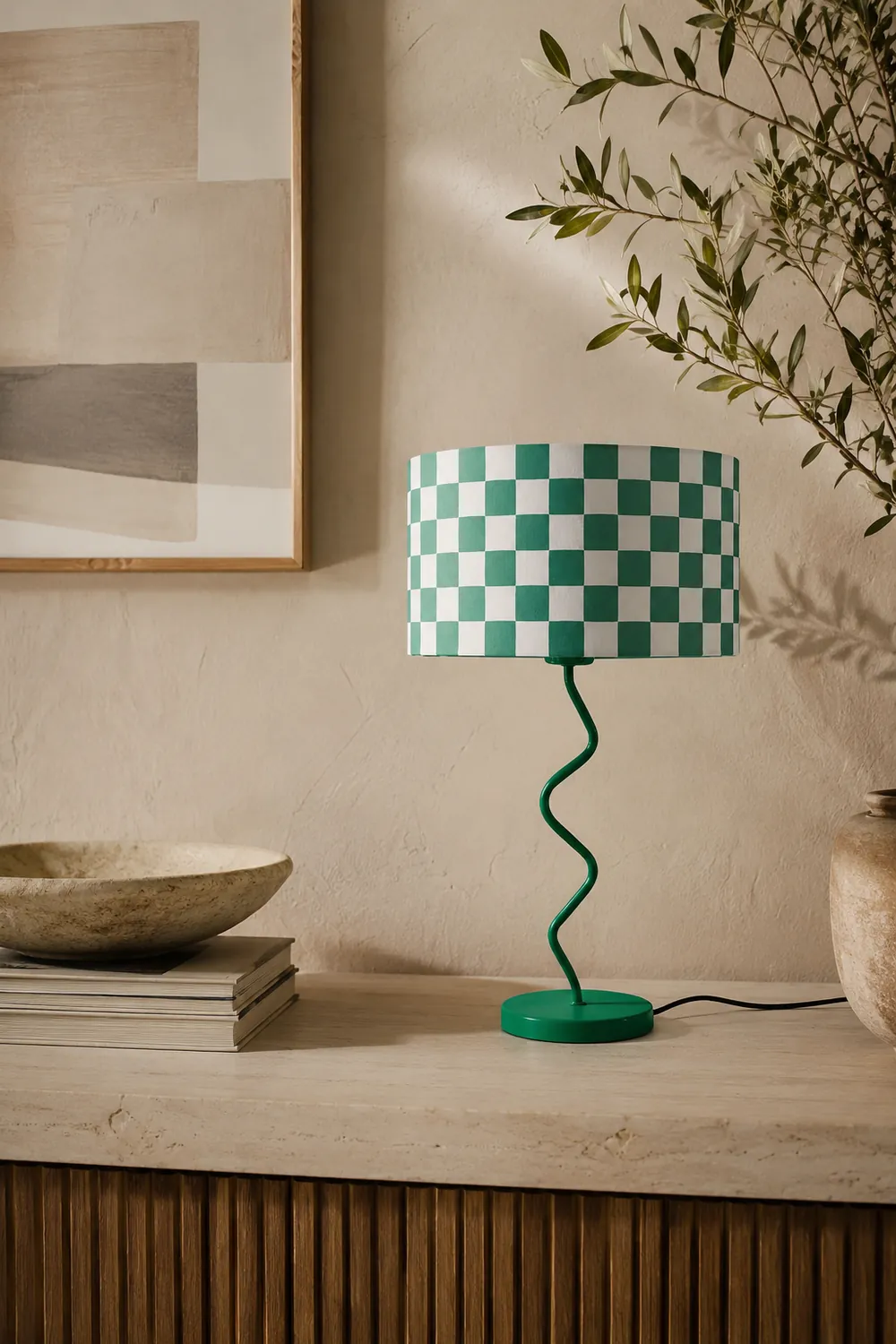 Green Grid Modern Table Lamp - Lumpaz