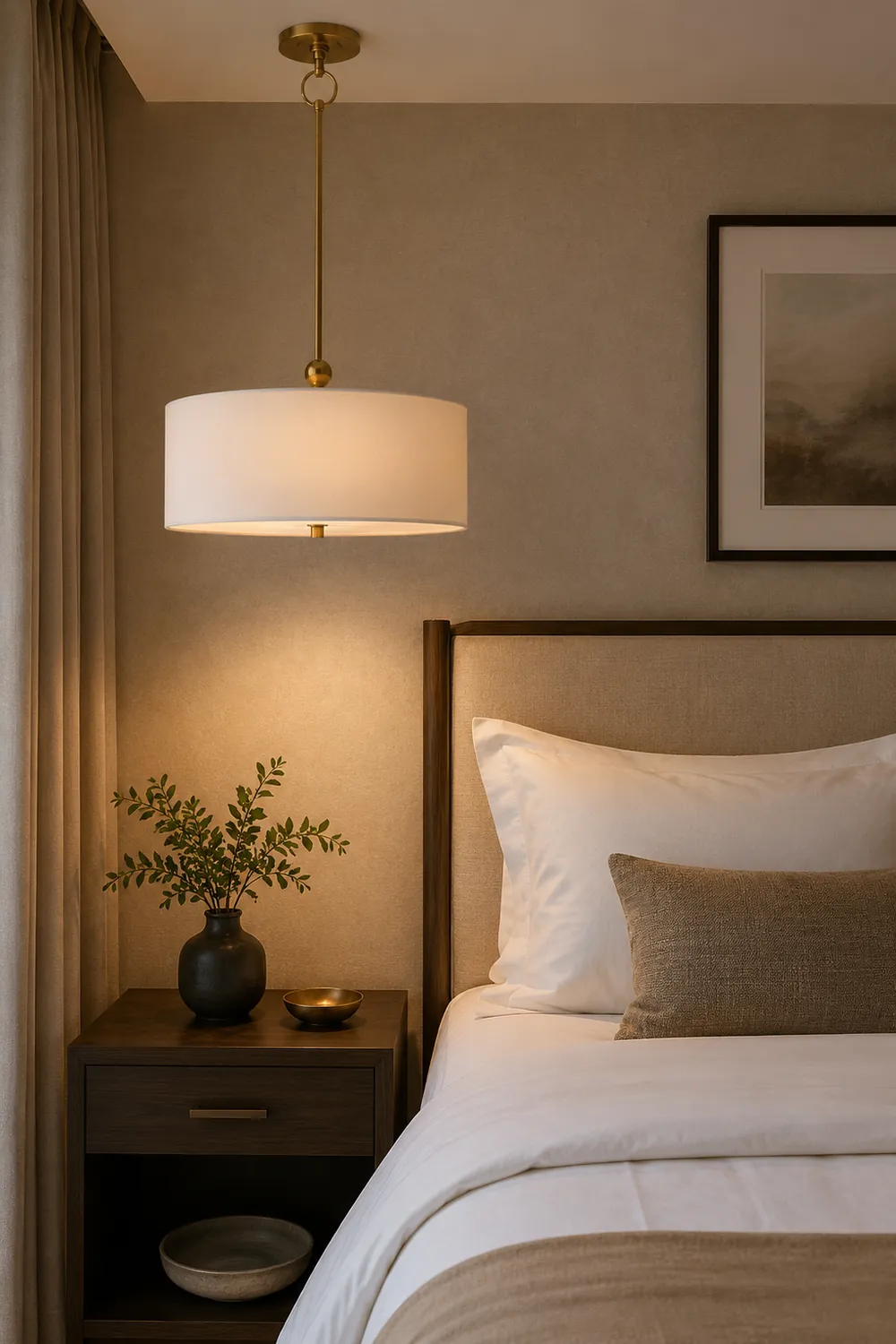 Reed Simple Drum Shade Pendant Light - Lumpaz