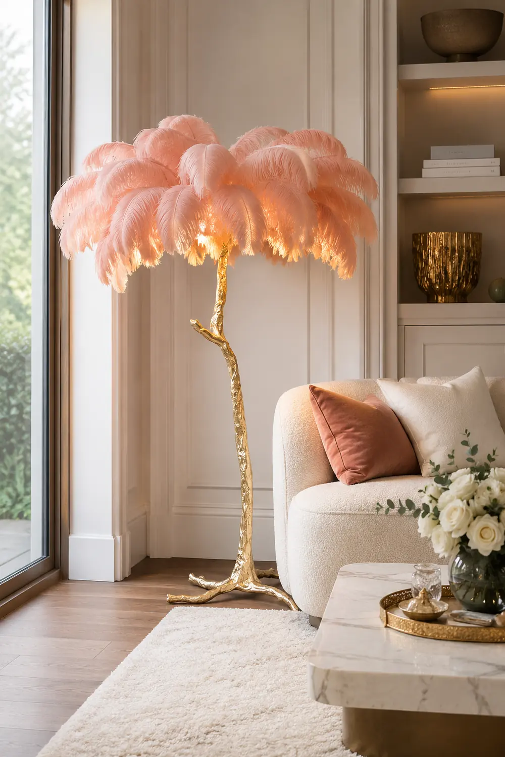 Colorful Ostrich Feather Floor Lamp - Lumpaz