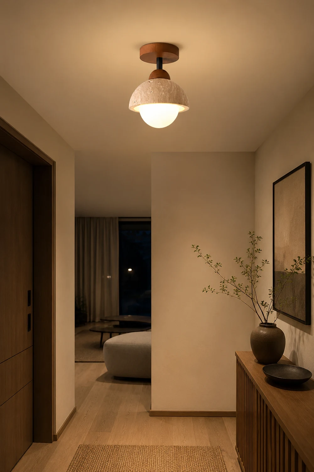 Travertine Flush Mount Ceiling Light - Lumpaz