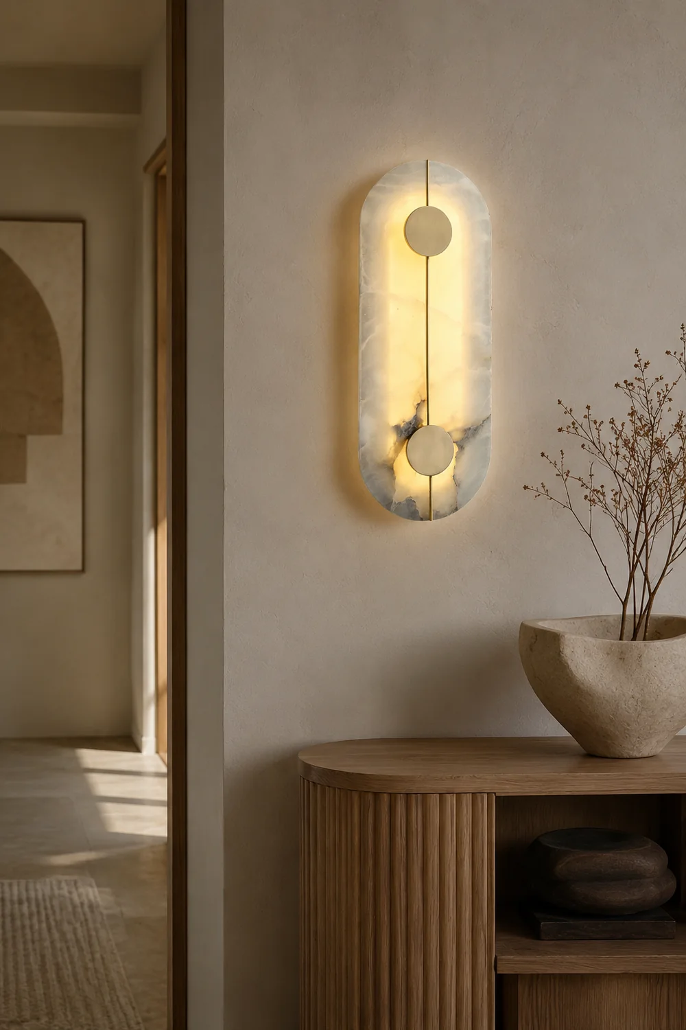 Modern Oval Alabaster Wall Lamp - Lumpaz