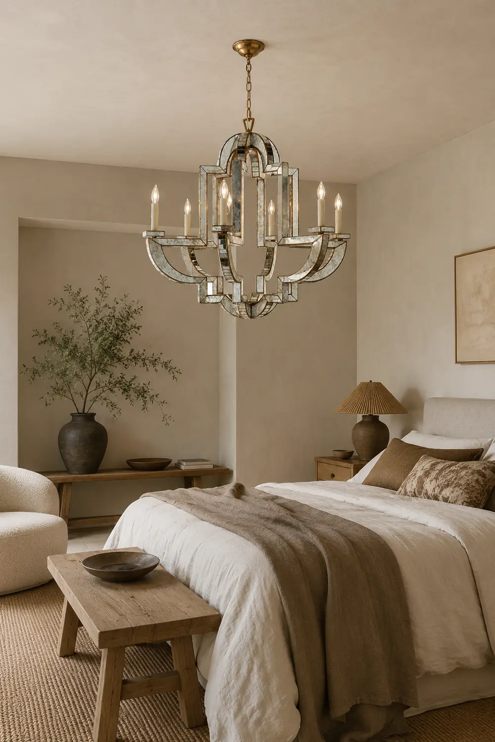 Art Deco Mirrored Candle Chandelier - Lumpaz