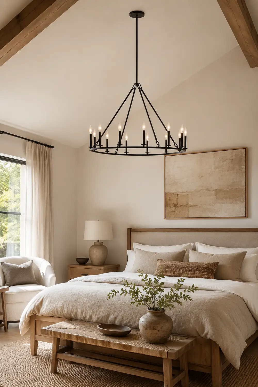 Black Round Farmhouse Candle Chandelier - Lumpaz