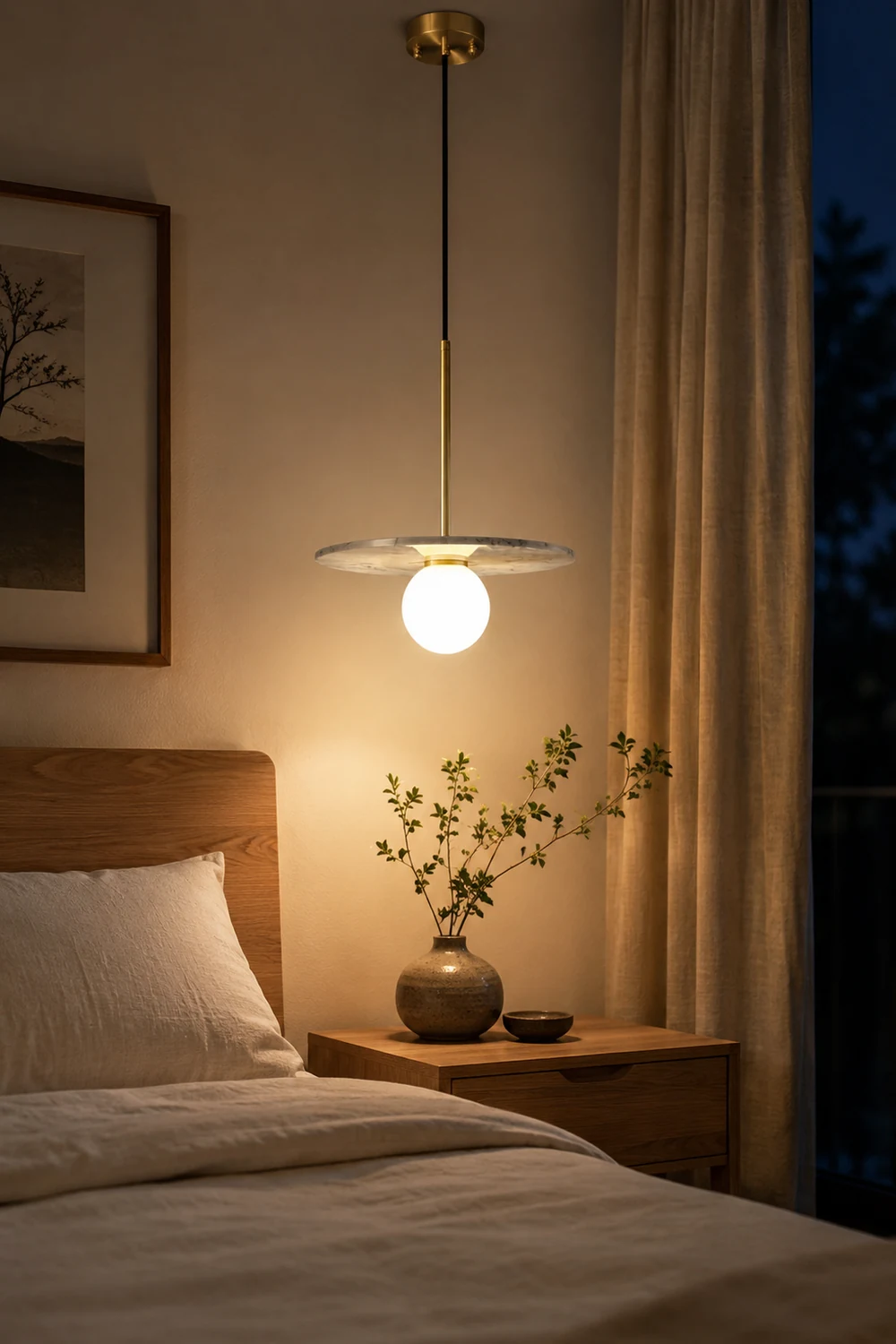 Copper marble round chandelier - Lumpaz