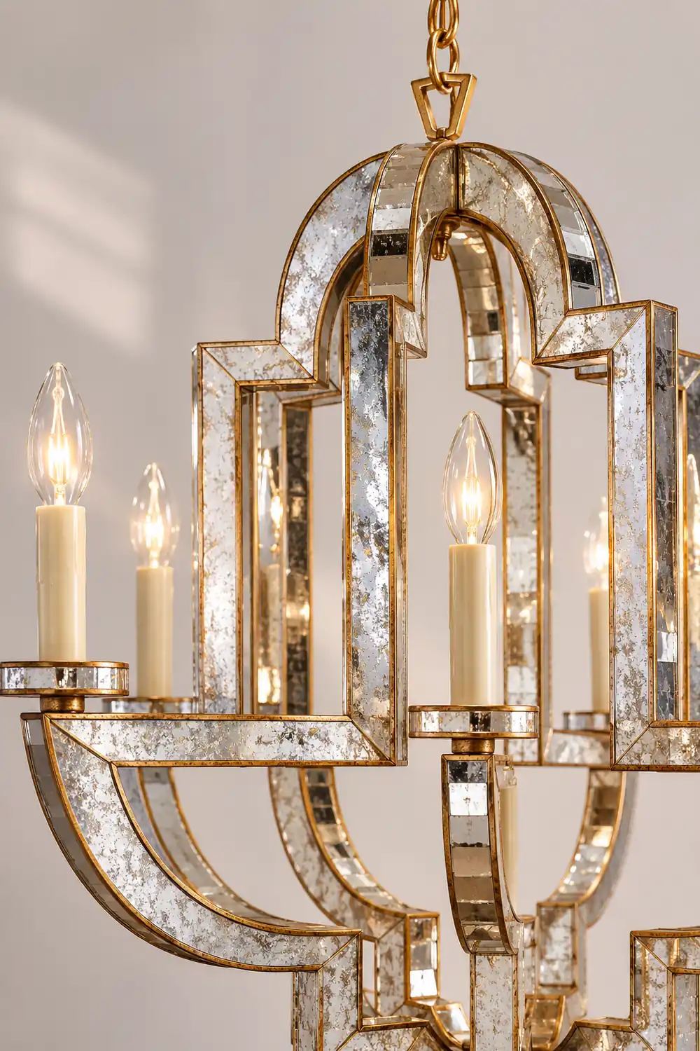 Art Deco Mirrored Candle Chandelier - Lumpaz