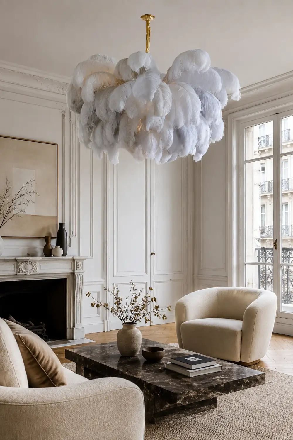 Colorful Ostrich Feather Chandelier - Lumpaz