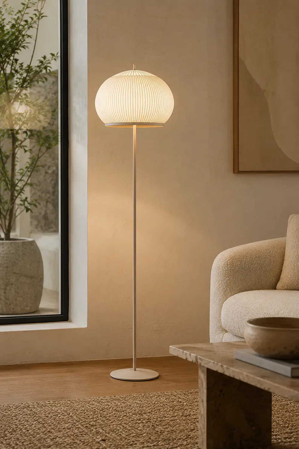 Knitted Round Lantern Floor Lamp - Lumpaz