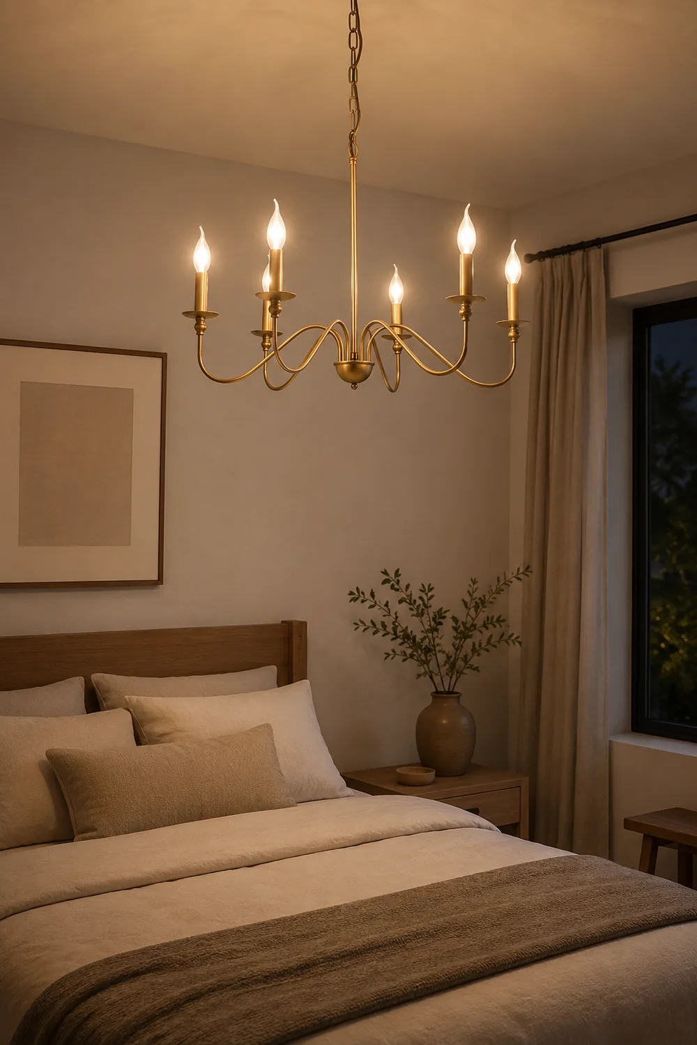 Classic Brass 6-Light Candle Chandelier - Lumpaz