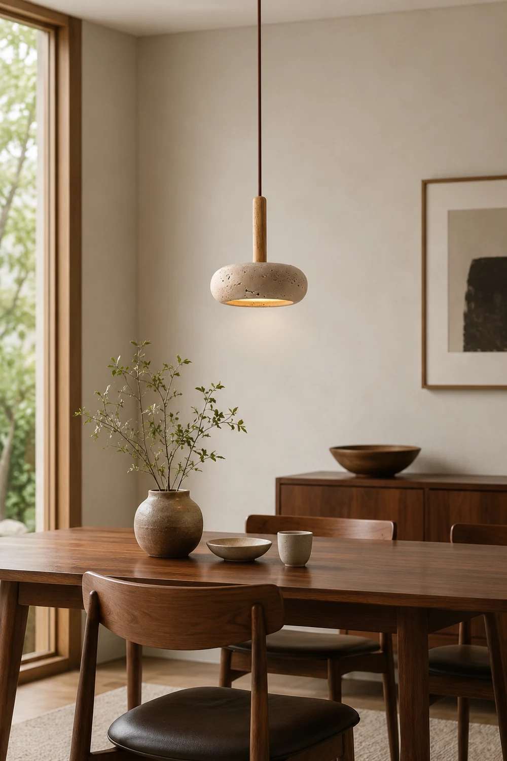 Hourglass Travertine Pendant Light - Lumpaz