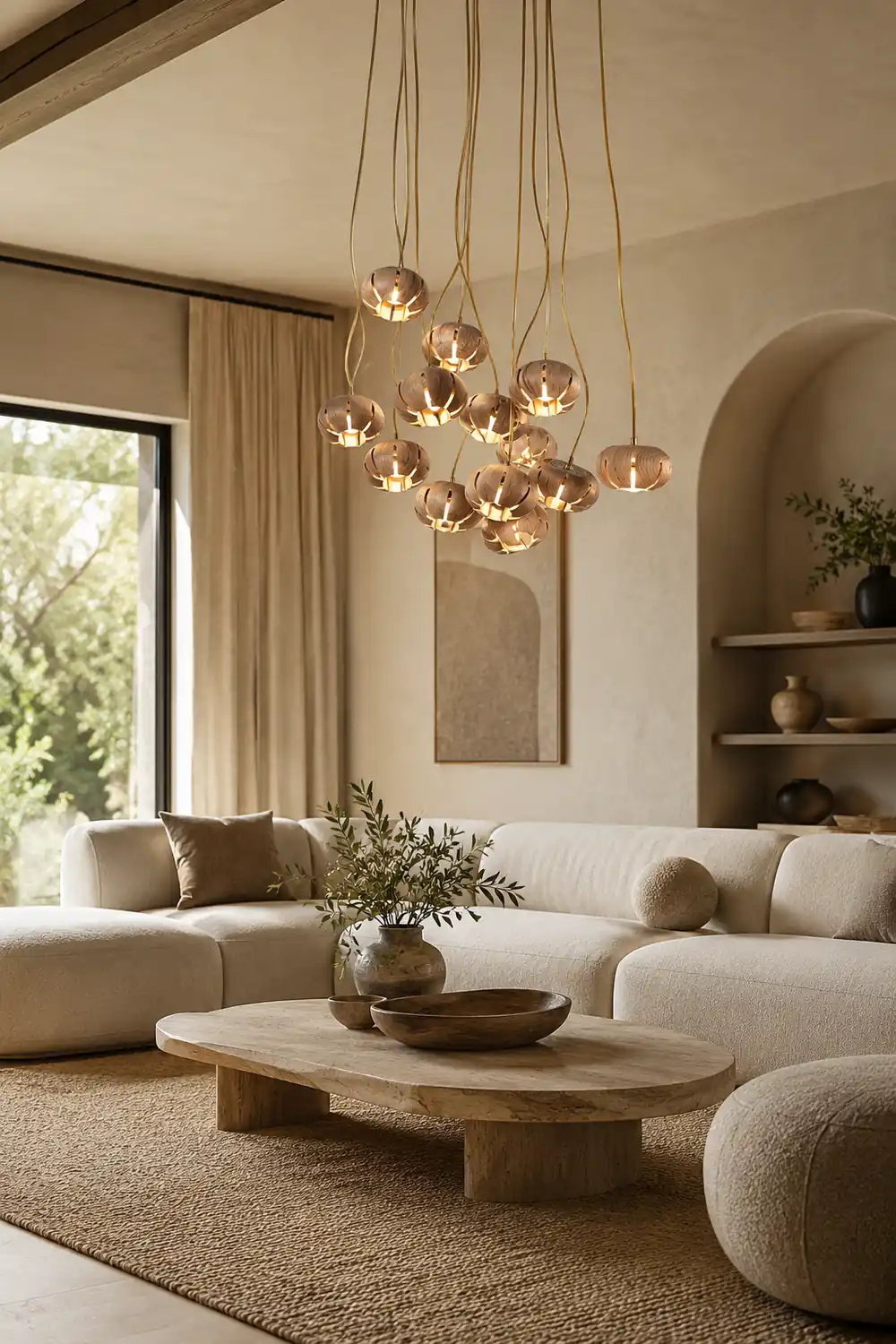 Wood Pumpkin Cluster Chandelier - Lumpaz