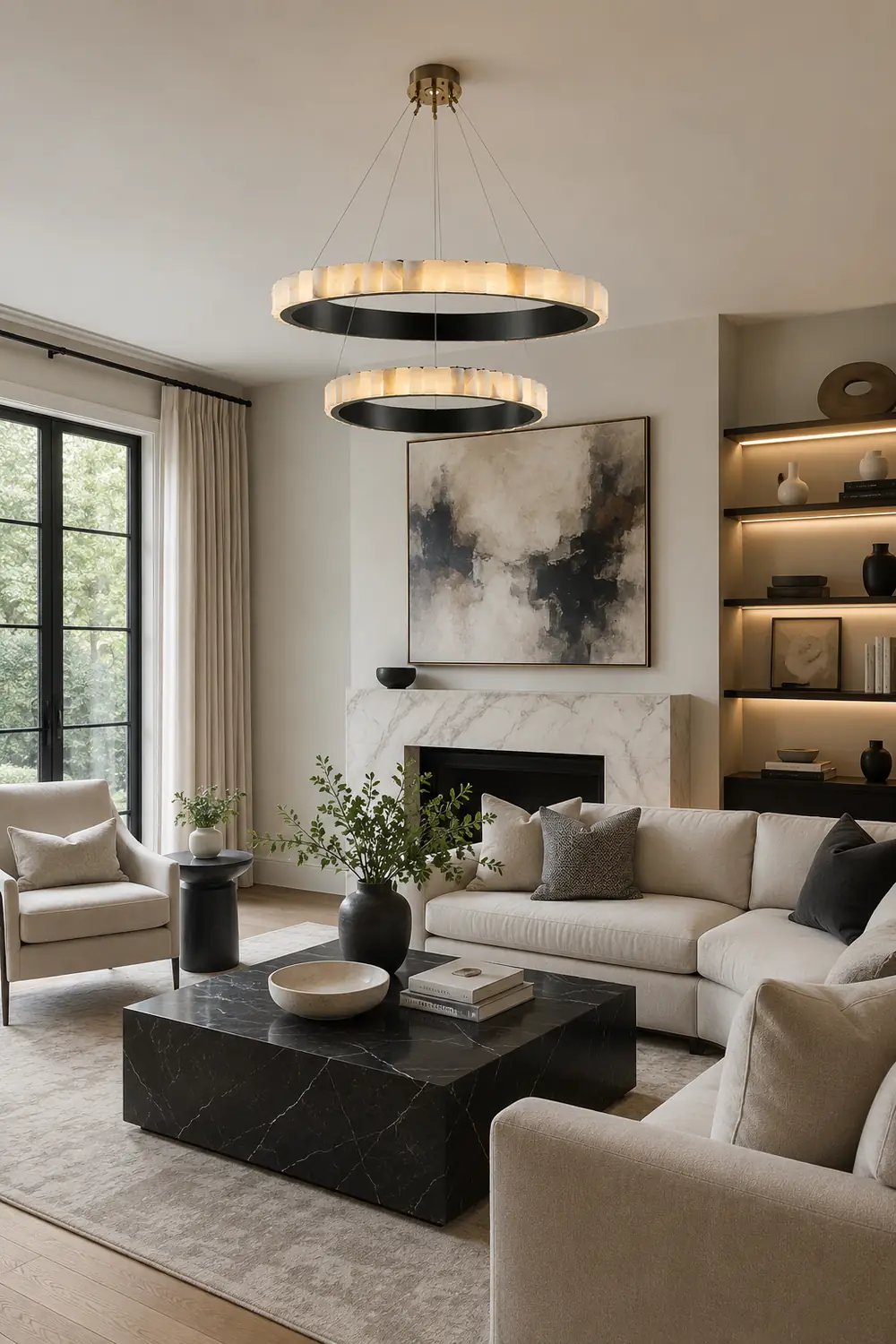 Avalon Halo Alabaster Chandelier - Lumpaz