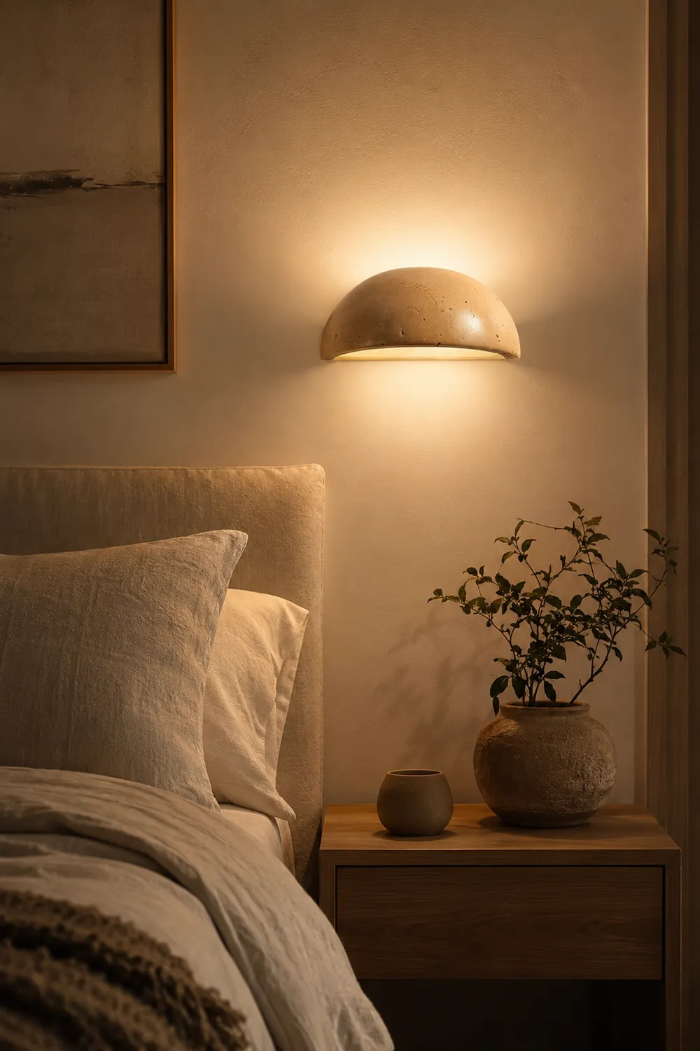 Mid-Century Semi-Circle Stone Wall Lamp - Lumpaz